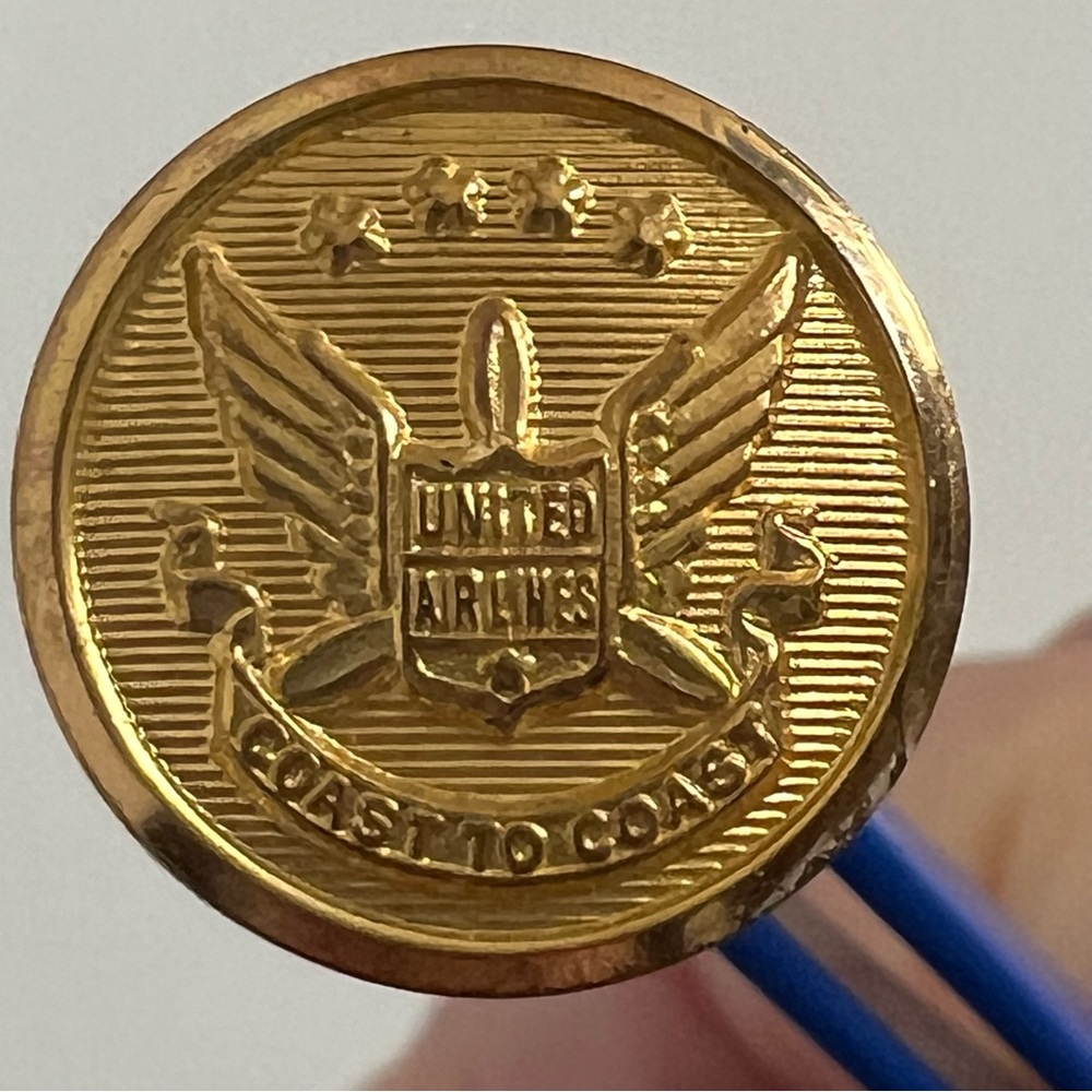 Waterbury Co. Conn United Airlines Stamped Gold Cufflinks Set of 2 Unisex